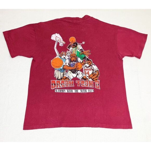 Vintage 1994 Top Dawg T-Shirt Red Burgundy XL Dream Team II Single Stitch 90s - Picture 1 of 9